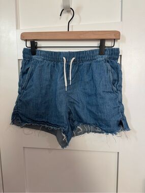 Madewell Linen Blend Drawstring Waist Raw Hem Shorts size XS